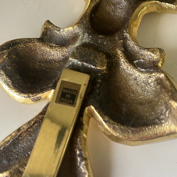 Vintage Pair Heavy Brass Wall Curtain Drape Tieback Holders/Bow Art Nouveau 🎀 - Picture 6 of 9